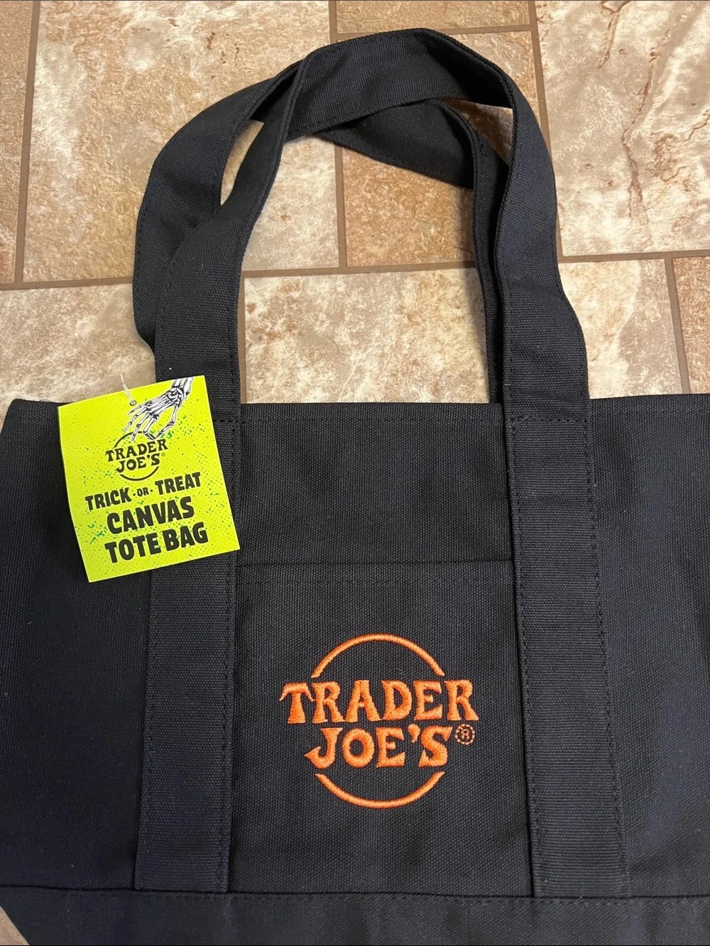 Trader Joe's Black Canvas Duffel Tote with Orange Logo🖤